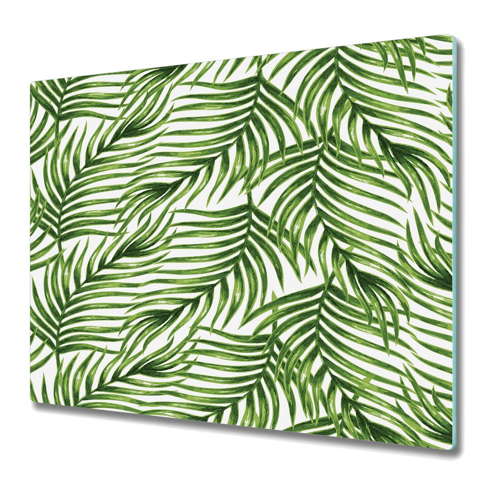 Glass Cutting Board Worktop Saver Green palm leaf Palm foliage palm leaves fully