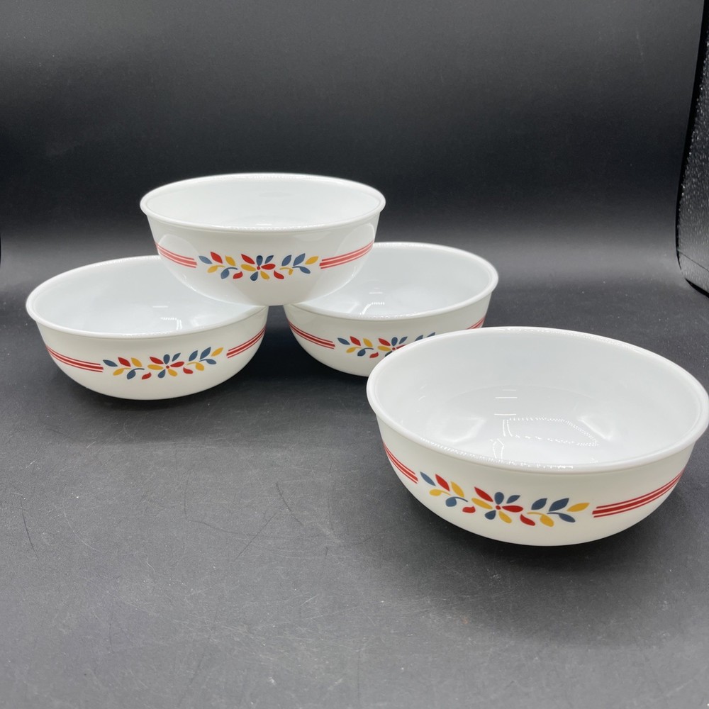 4 Corning Corelle Prairie Garden Red Cereal Bowls, 5.75