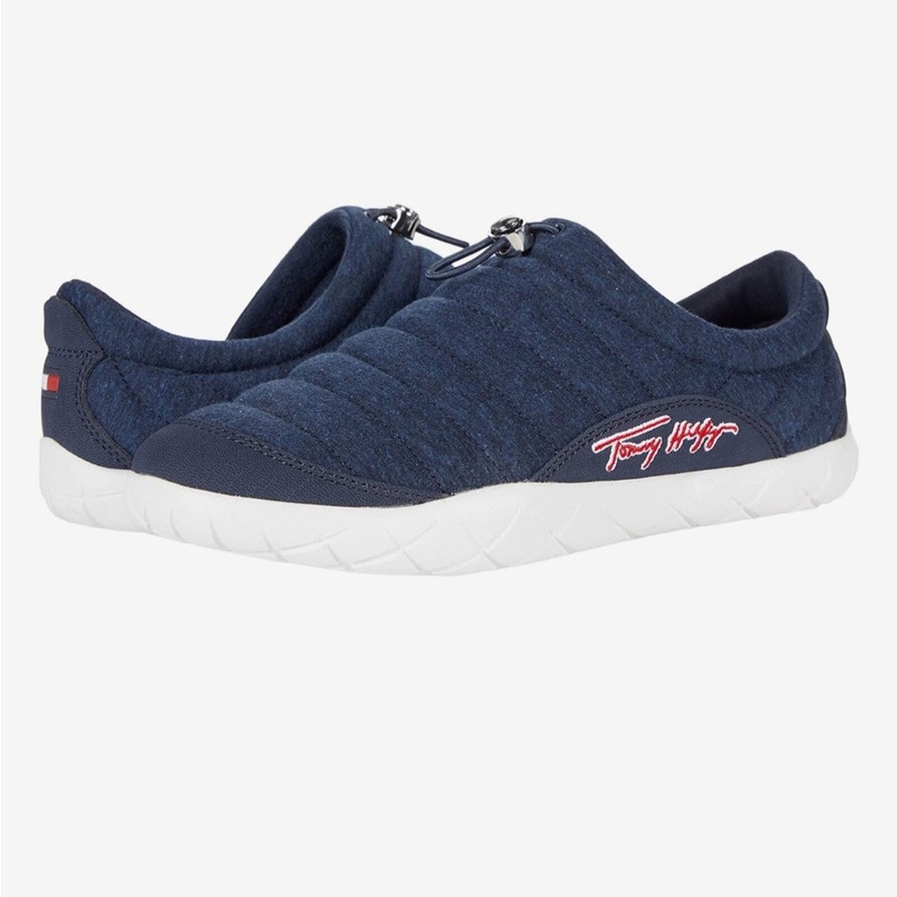 Tommy Hilfiger Womens Black White Quilted Insulated Kampz Slipper Shoes Size 8