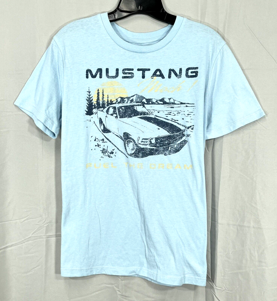 Ford Mustang Light Blue Jersey Knit Fuel the Dream T-Shirt Size M