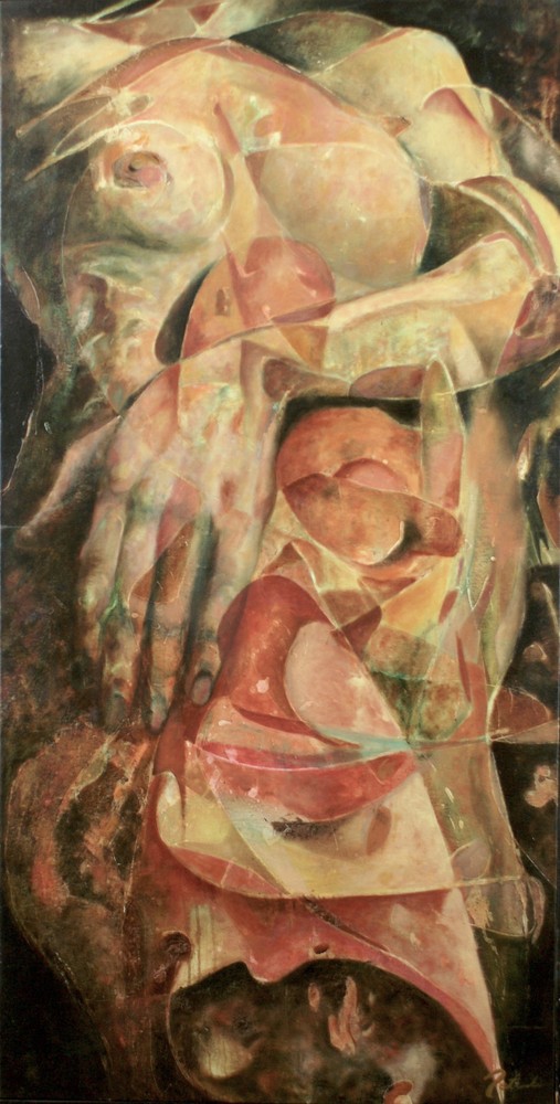 Abstract Surrealism Female Nude Modern Oil Painting - Contemporary Artwork-image