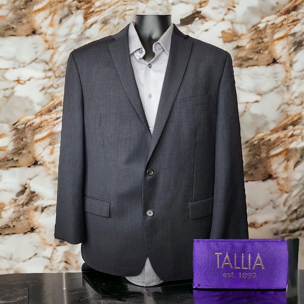 Tallia Sport Coat Blazer Mens 42S Gray Check Double Vented