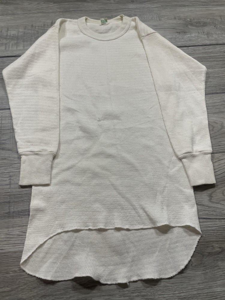 1970s Thermal Shirt White Waffle Knit Size Medium Hanes