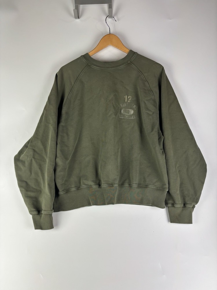 ANINE BING Archer Sweatshirt Womens Sz M Green organic Cotton College Pullover