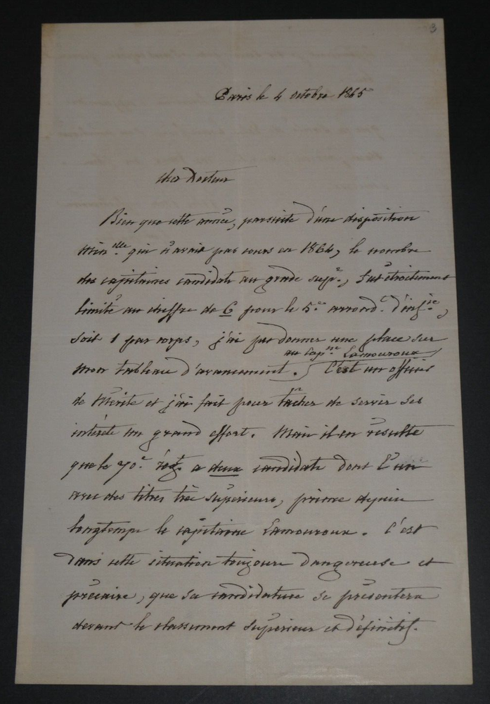 Louis Jules Trochu, Statesman - Autographed Signed Letter 1865 Paris