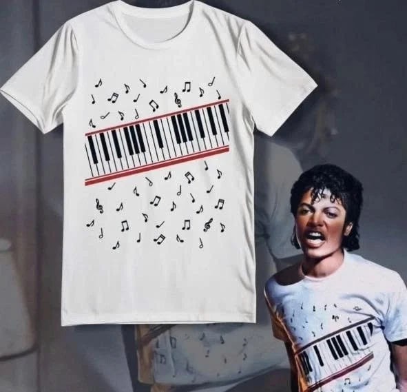 Vintage Michael Jackson Beat It Piano Key Trendy Graphic Cotton Unisex T-Shirt