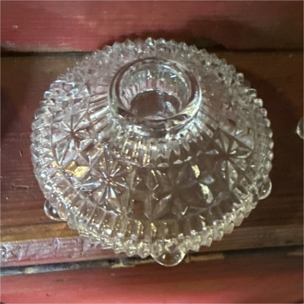 Clear Pressed Glass Starburst Pattern Decorative Candle Holder for Taper Candle