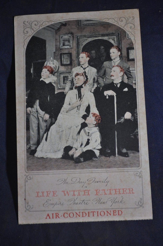 1941 The Day Family in Life With Father, Empire Theater New York Postcard