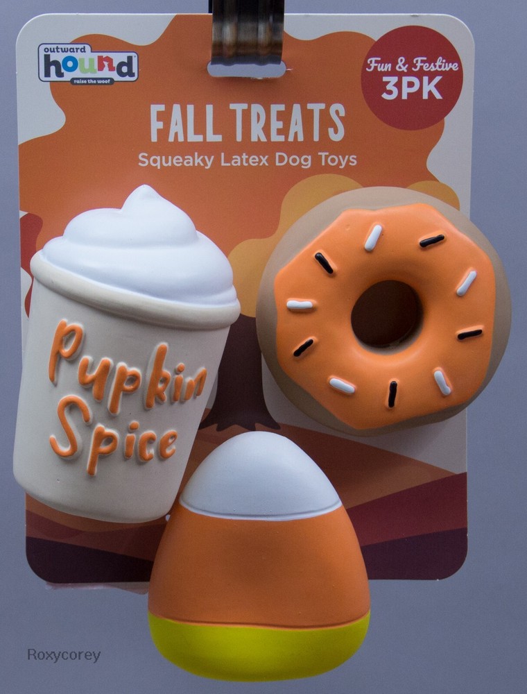 Outward Hound Fall Pumpkin Spine Doughnut Candy Corn Latex Squeaker Dog Toy