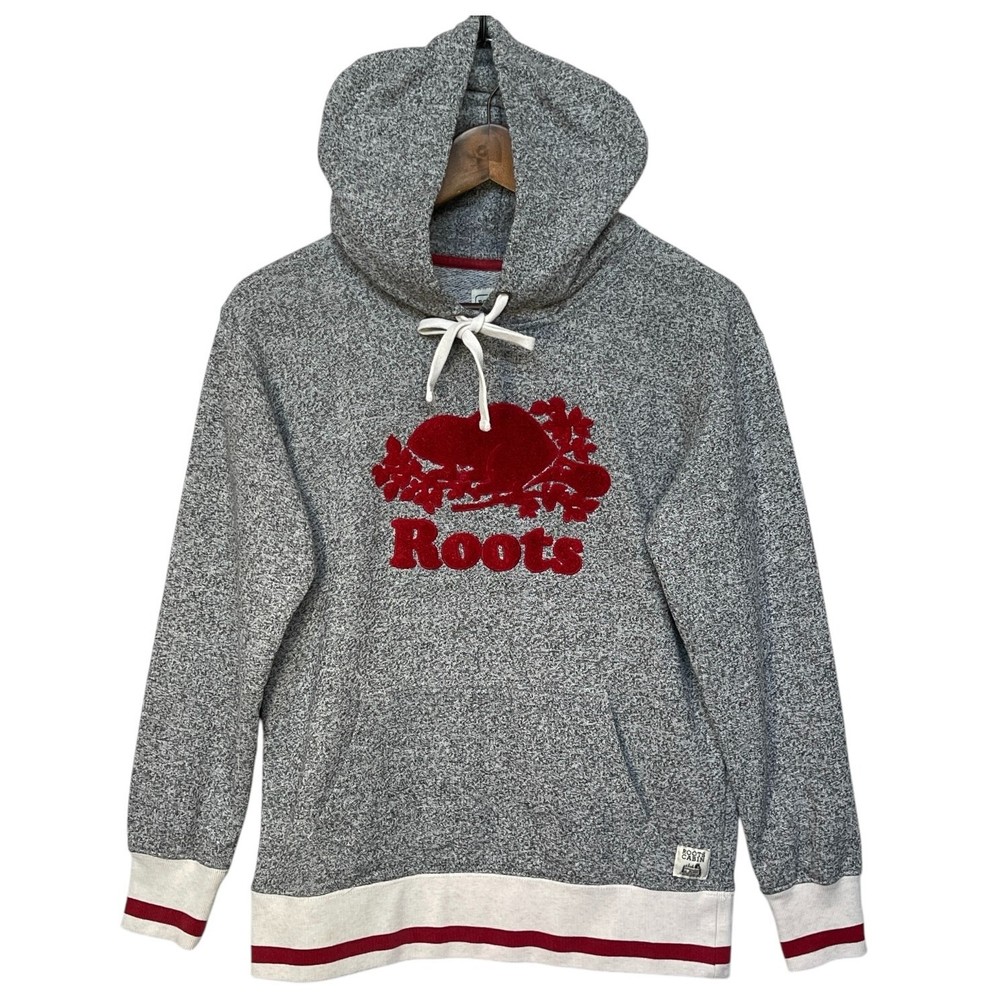 Roots Cabin Pullover Hoodie Women Size XXS Gray Cotton Long Sleeve