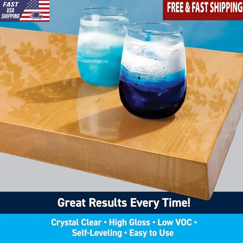 Crystal Clear Self-Leveling Epoxy Resin Kit for High Gloss Art Molds and Coating  