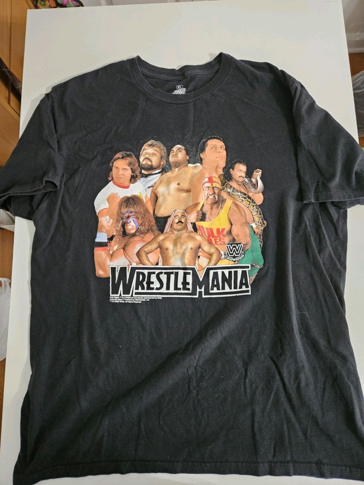 WWE Wrestle Mania Legends Black Graphic T Shirt Unisex Size XL Mens