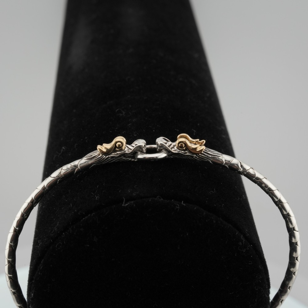 READ John Hardy Legends double dragon bracelet flexible cuff 18k gold silver