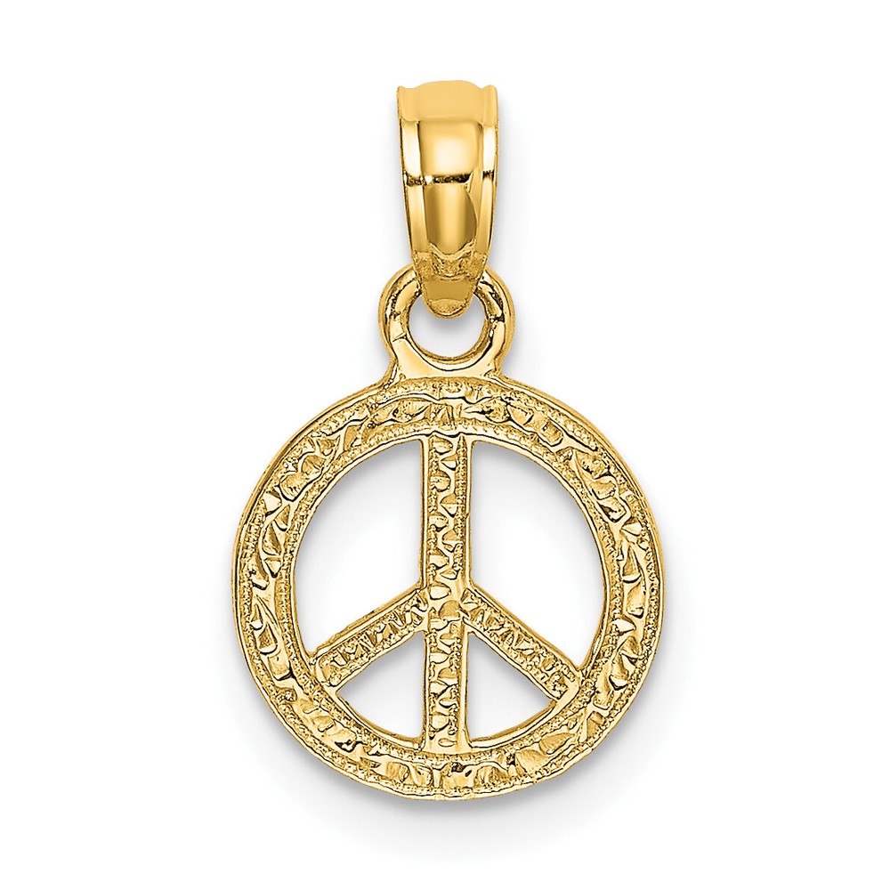 Avariah 10K Yellow Gold Mini Flat Textured Peace Sign Charm
