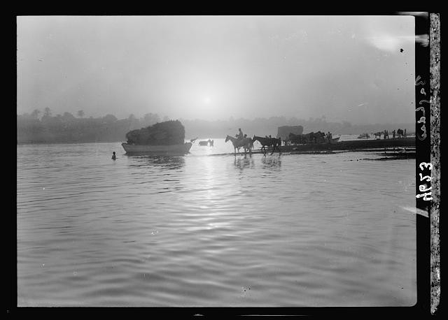 Photo:Baghdad Iraq 1932 Tigris River Sunset Horses at Riverbank