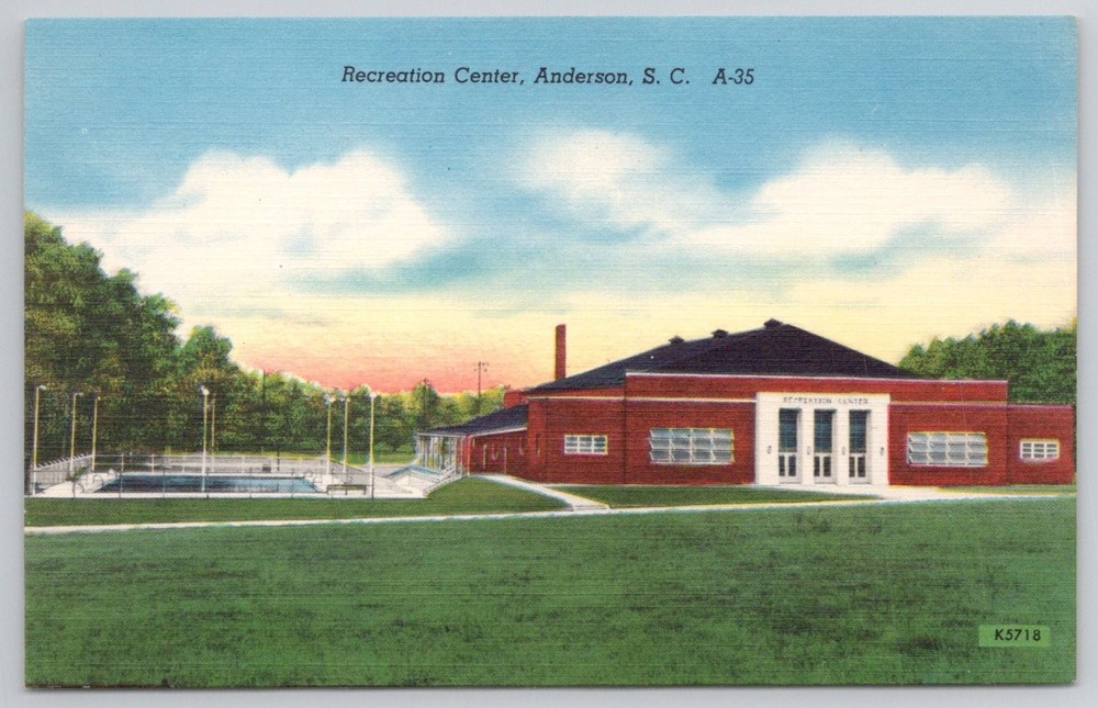 Anderson SC Recreation Center Swimming Pool Vintage Postcard Lewis D Moorhead