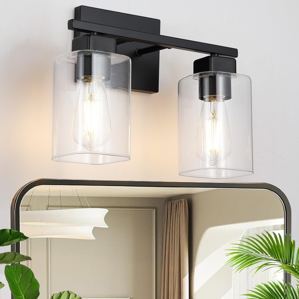 Matte Black 2-Light Bathroom Light Fixtures,Bathroom Vanity Light Over Mirror...