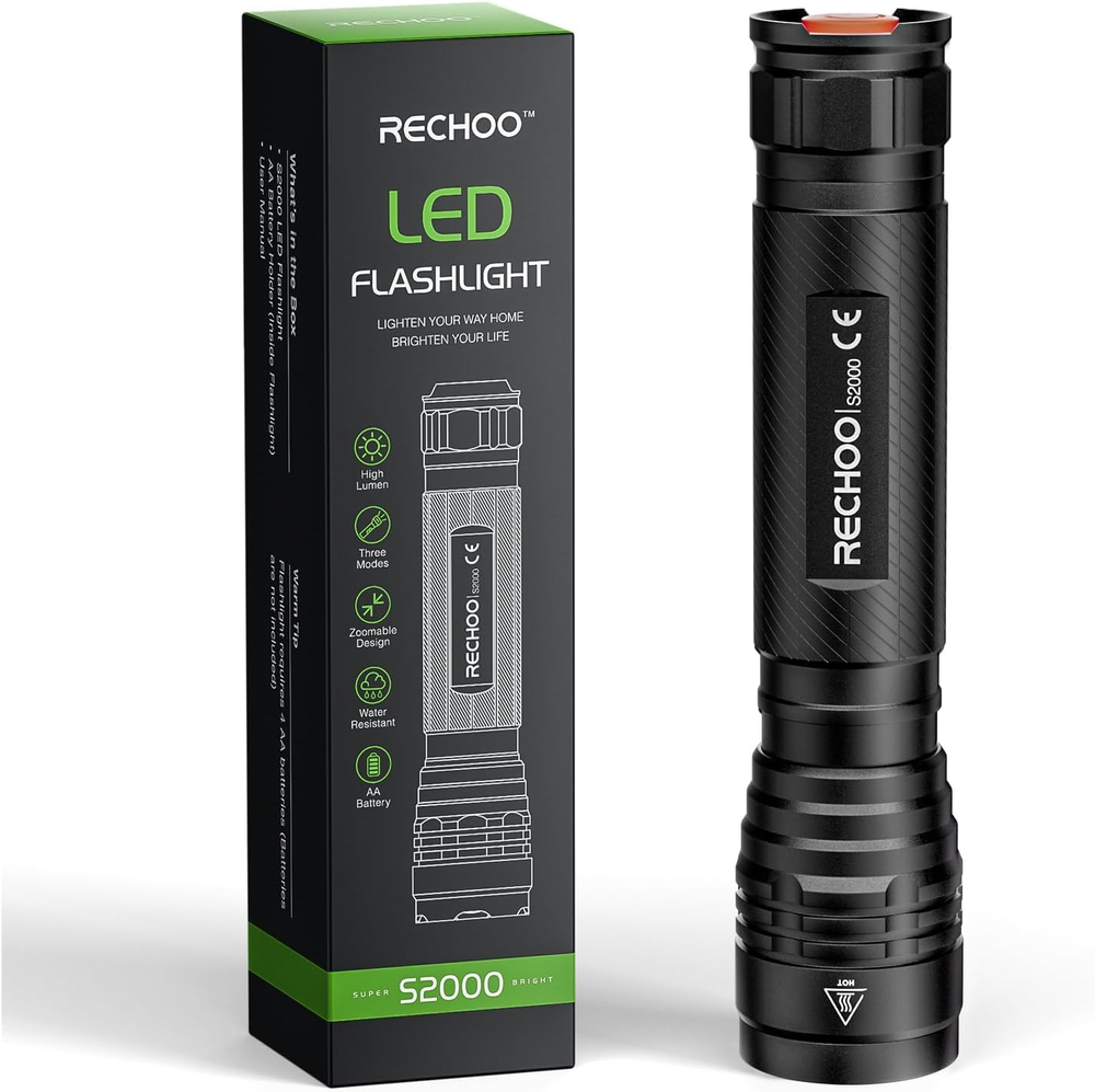 S2000 LED Flashlight High Lumens, Super Bright, Powerful, Mid-Size Tactical Flas
