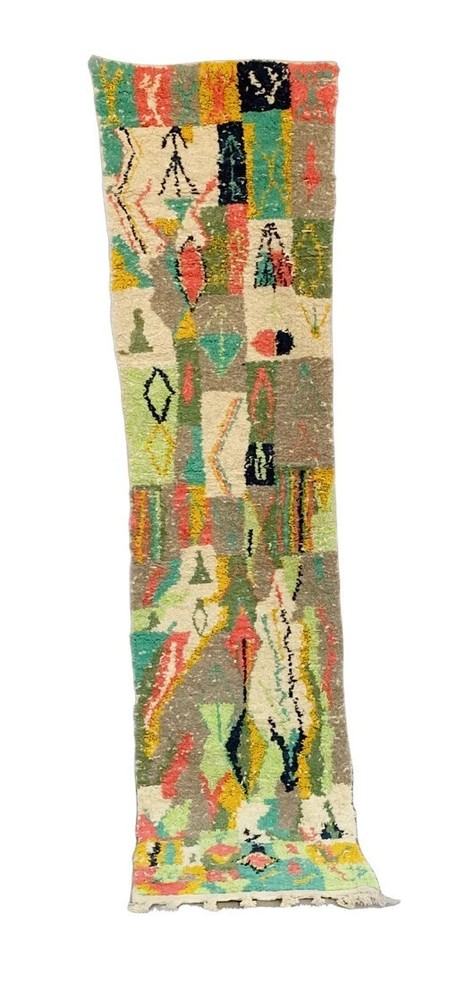 Moroccan Vintage Boujaad Runner Tribal BJ28 Berber Runner Rug 10 ft 1” x 2ft 3”