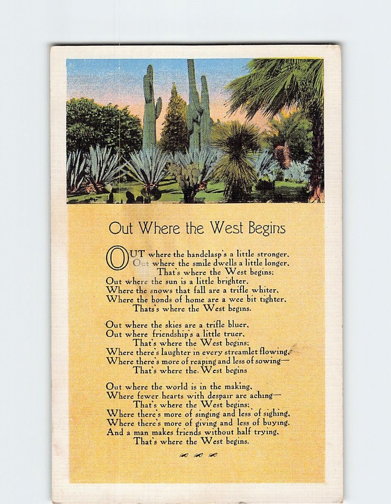 Postcard Desert Scene Out Where the West Begins Poem