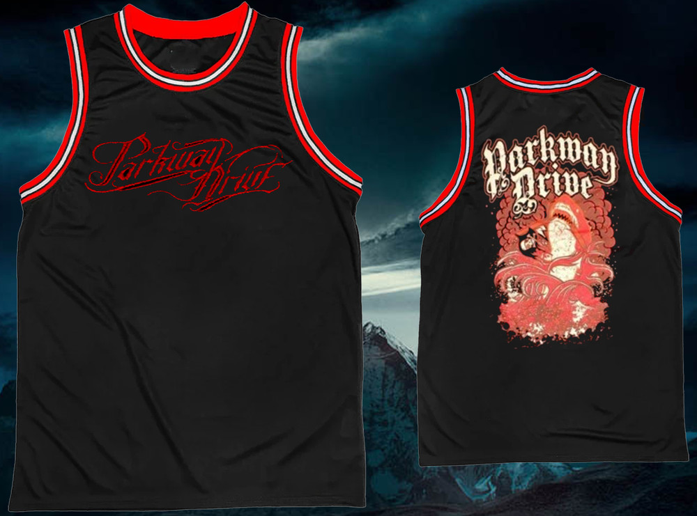 Vintage Parkway Drive Basketball Jersey red and Black Size S-5XL KN1525