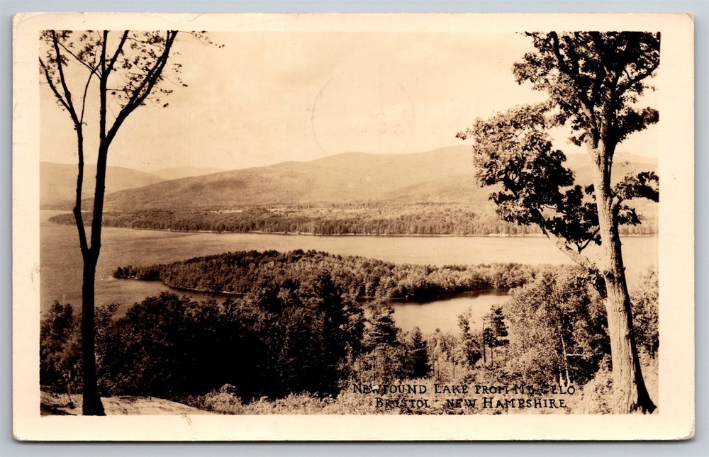 RPPC Newfound Lake Bristol NH From Mt Celo C1930s Real Photo Postcard AB14