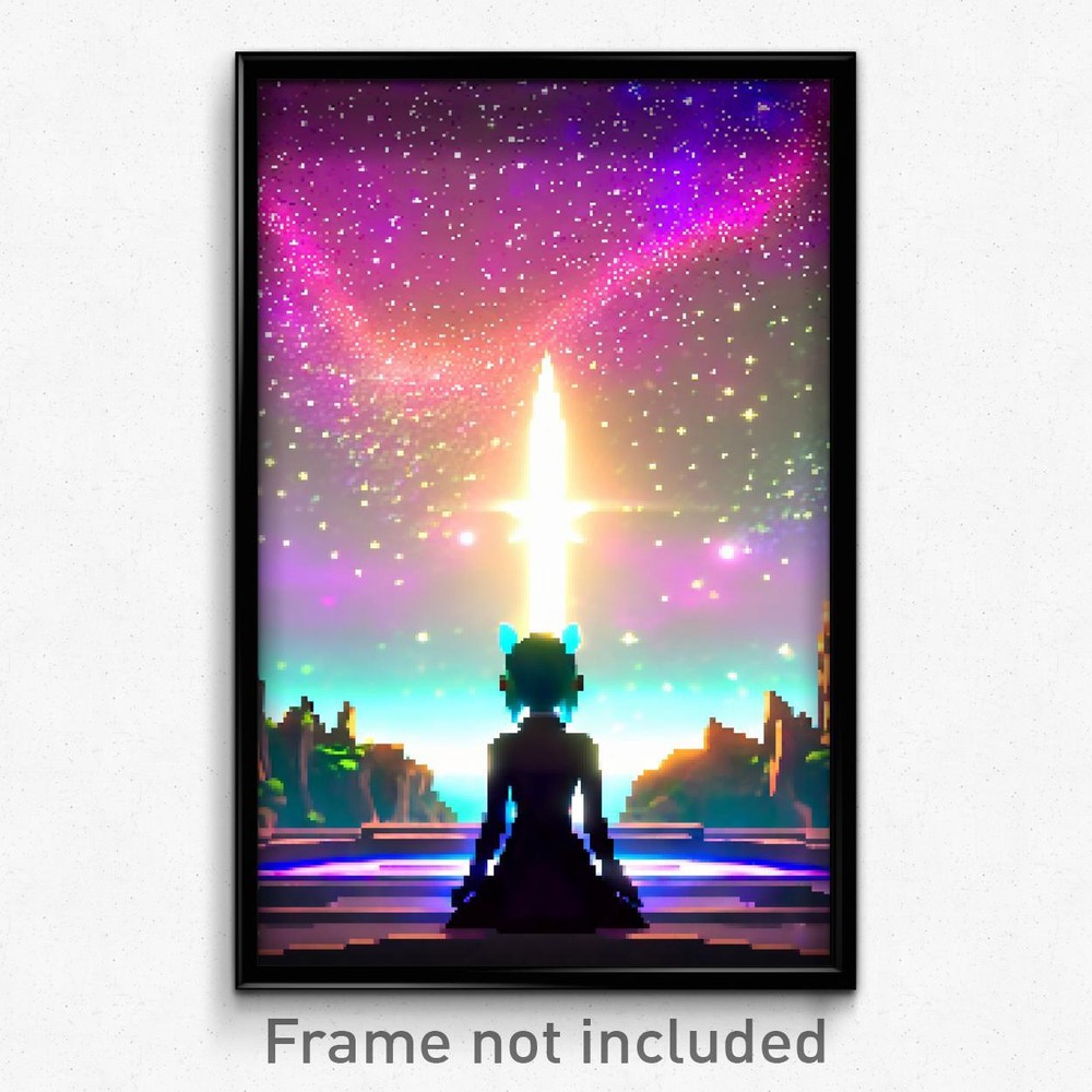 Pixel Art Poster - Starry Sanctuary (8 Bit Psychedelic Trippy Video Game Print)