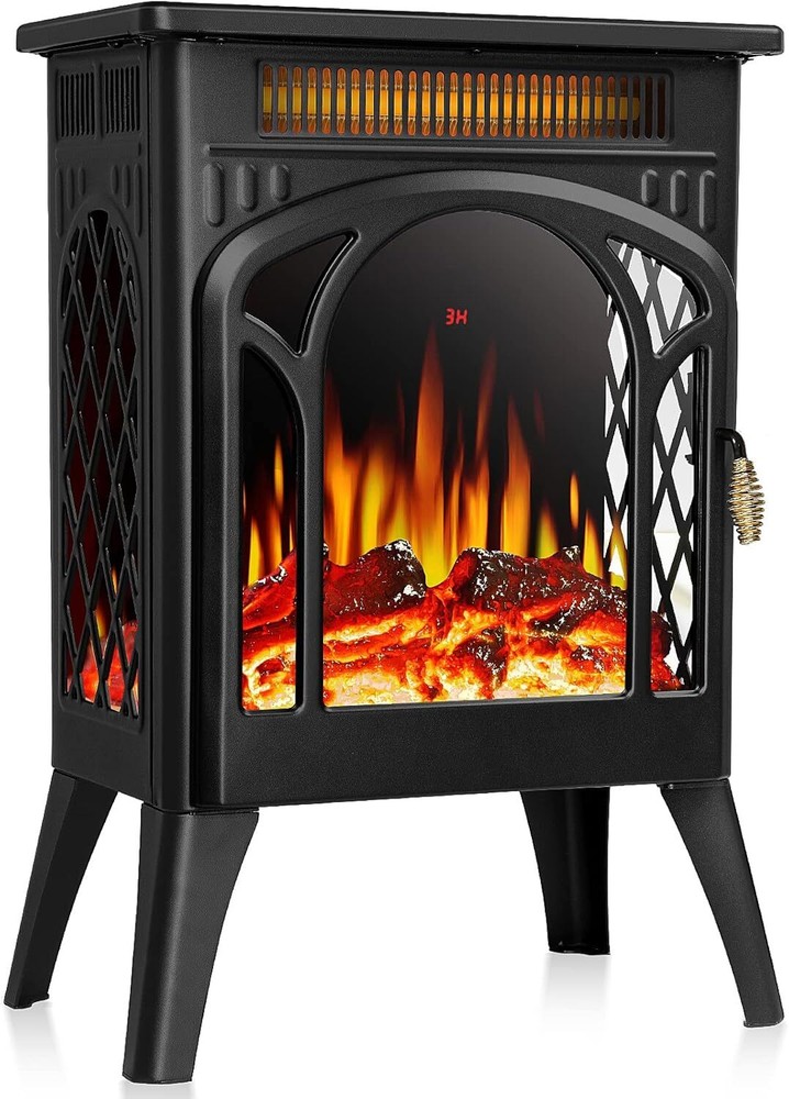 Electric Fireplace, Freestanding Fireplace Stove with Flame Effect, Remote