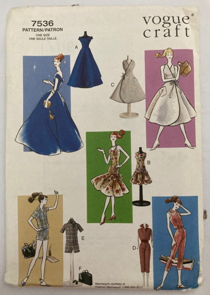 Vogue 7536 Sewing Pattern 11.5” Vintage Doll Clothes Circa 1958 Uncut FF