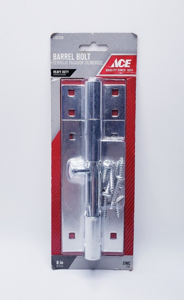 ACE Hardware 8-Inch Heavy Duty Zinc-Plated Steel Barrel Bolt Slide Lock 5302328-image