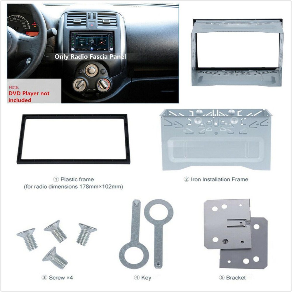 2DIN Metal Fascia Mounting Dash Kit for Car Radio DVD Stereo Installation Frame