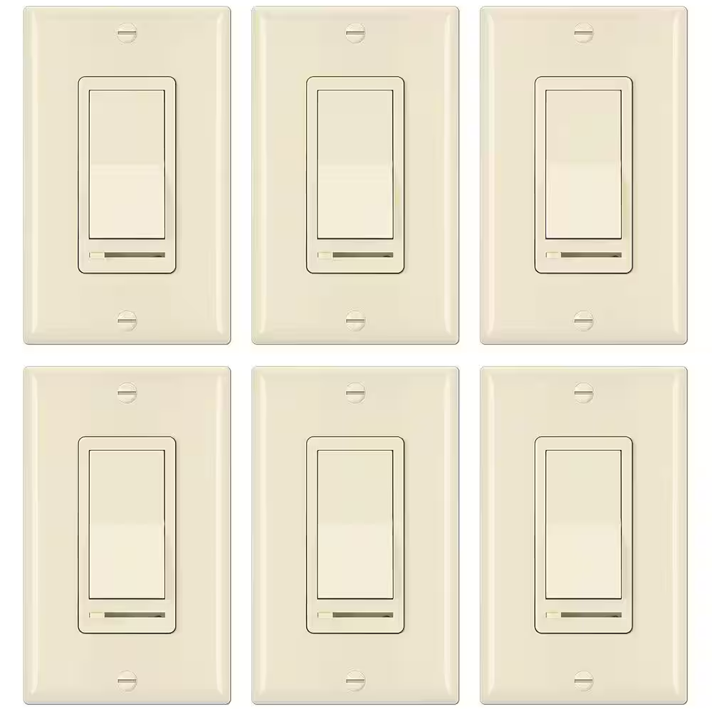 Beige Rocker Dimmer Switch for Dimmable LED, Halogen and Incandescent Bulbs, Sin