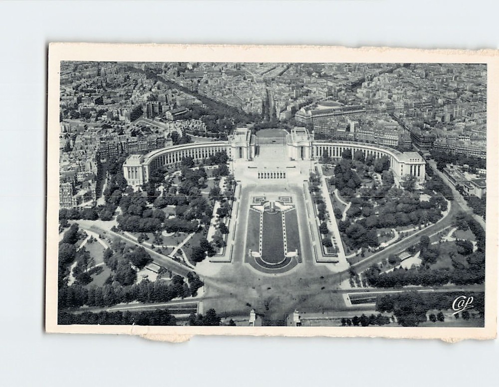Postcard Aerial view of the Palais de Chaillot in Paris France