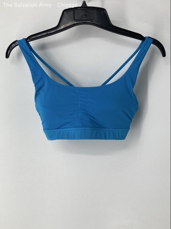 Athleta Womens Blue Wide Strap Textured Pullover Sports Bra Size Small