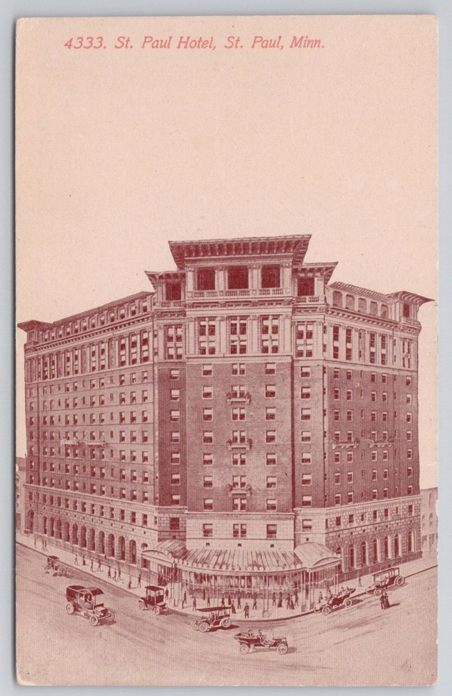 St. Paul Hotel St. Paul MN Minnesota Vintage Postcard Acmegraph 1910s Auto