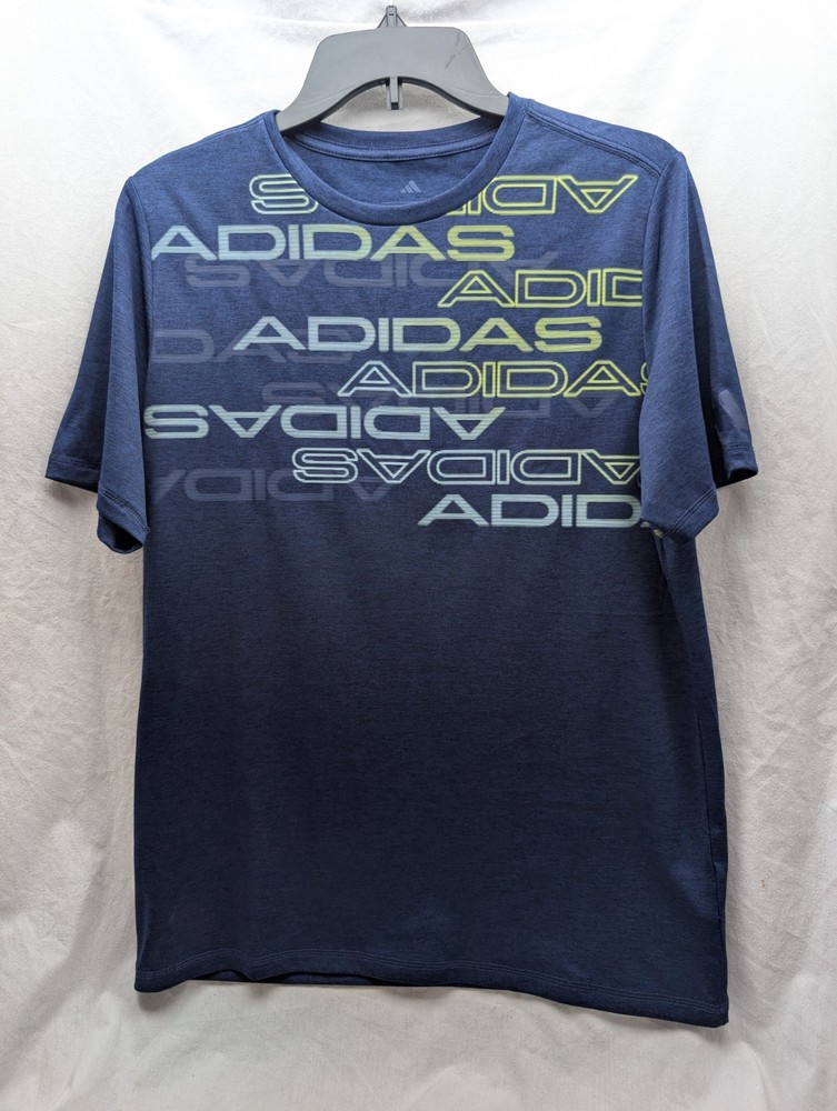 Adidas Athletic Shirt Boys YXL Youth X-Large Blue Short Sleeve t-shirt logo