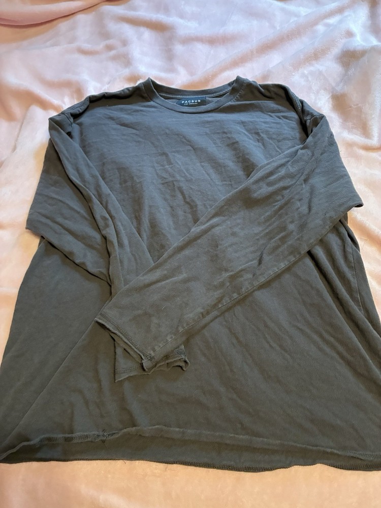 PacSun Men’s L Regular Boxy Fit Crew Neck Long Sleeve Solid Gray T-Shirt