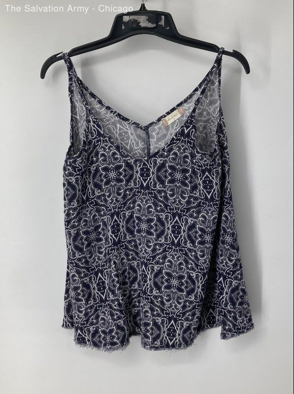 Altar'd State Womens Navy Blue White Floral Pullover Camisole Tank Top Size S