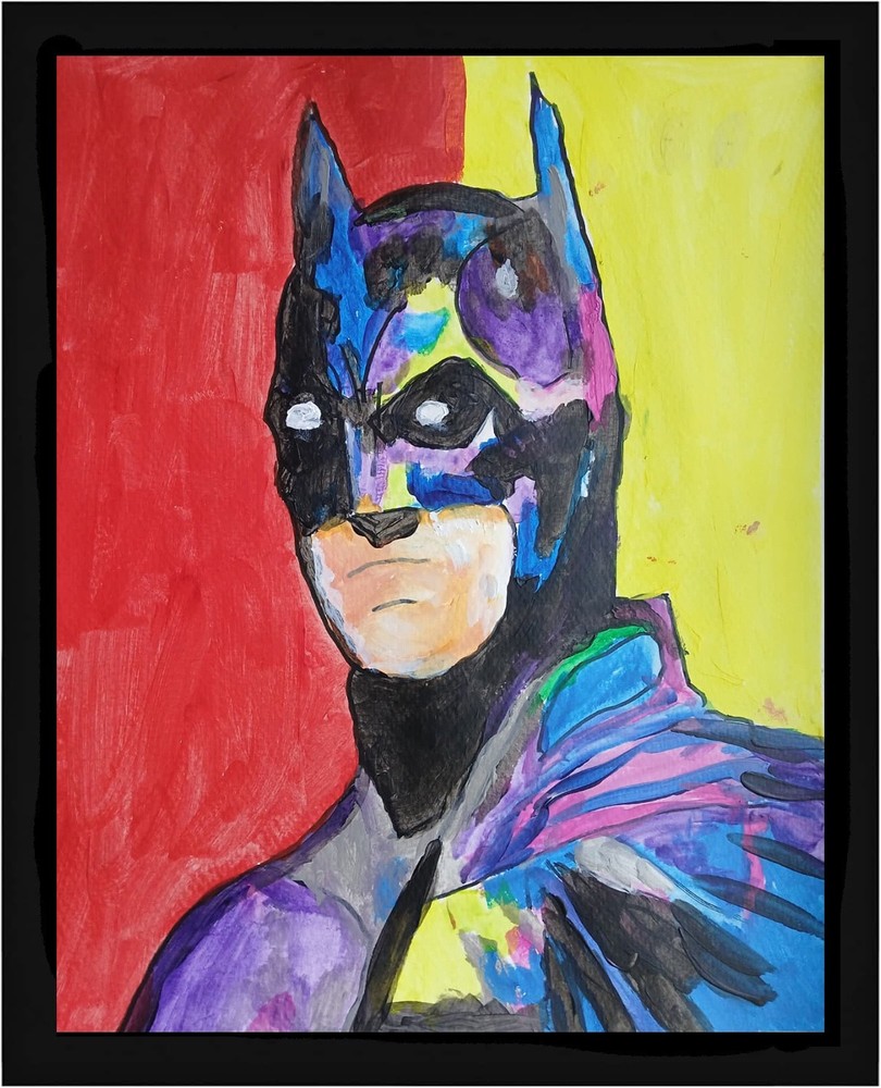 ABSTRACT /EXPRESSIONISM 11x14 Batman Modern Street ART Colorful  Painting