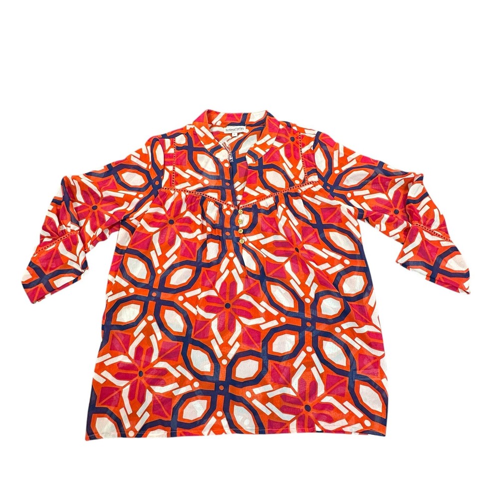Buckhead Betties Red White Blue Georgette Flow Blouse Women's Large Cantina Jules