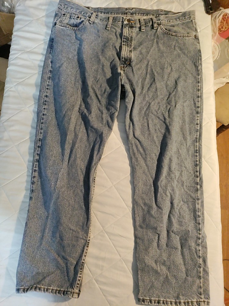 Wrangler 44x30 Relaxed Fit Blue Denim Work Jeans for Men