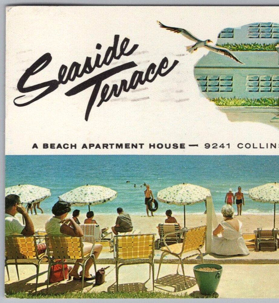 1960 Seaside Terrace Apartments, Collins Ave, Miami Beach FL VTG Postcard Posted