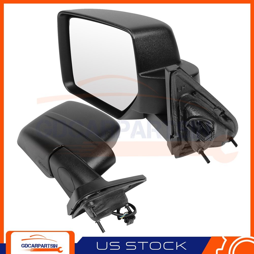 Power Fits 2007-2014 Jeep Patriot Black Textured Fold Pair Side Mirrors Truck