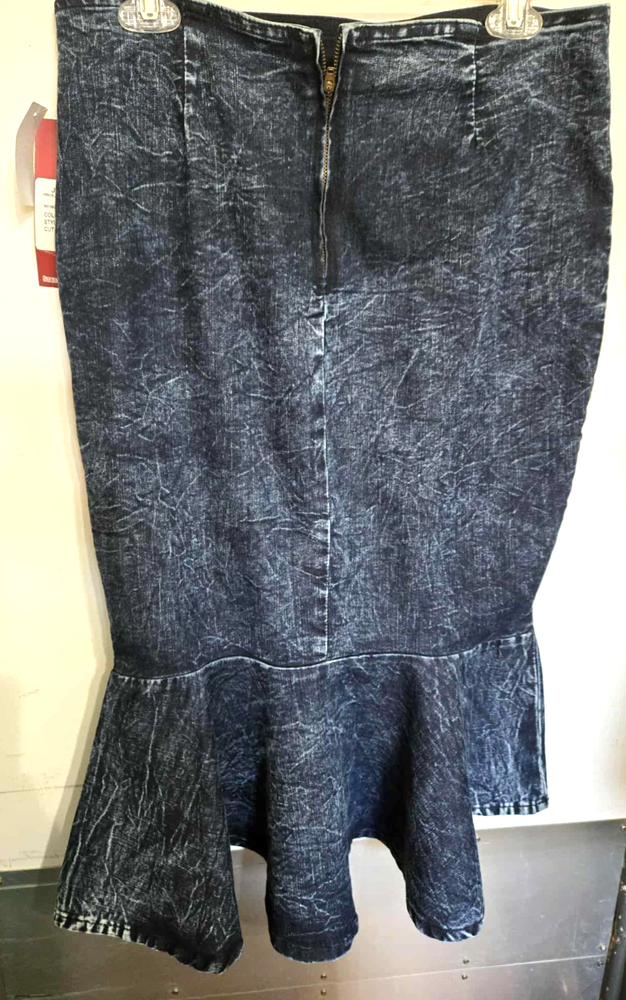 NWT Judy Blue High Waist Mermaid Hem Mid Length Dark Denim Skirt Size 1X A391