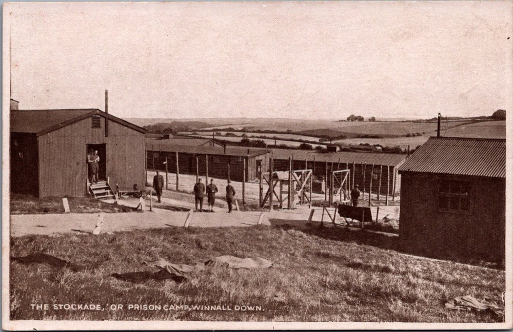 WWI Winnall Down Prison Camp Stockade YMCA Series Postcard Winchester UK