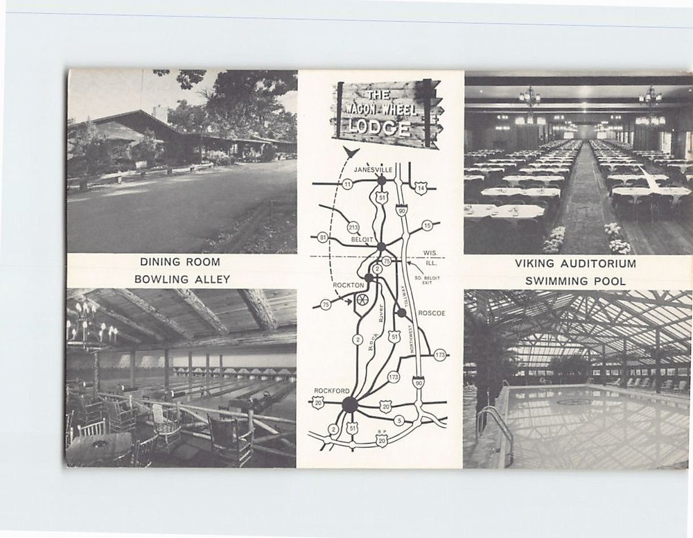 Postcard Wagon Wheel Lodge Rockton Illinois USA