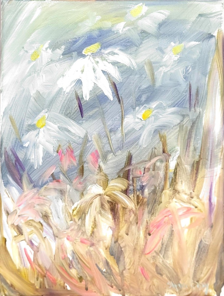14 X 11 Original Acrylic Painting Modern Home Decor Art Handsigned  Soft Floral