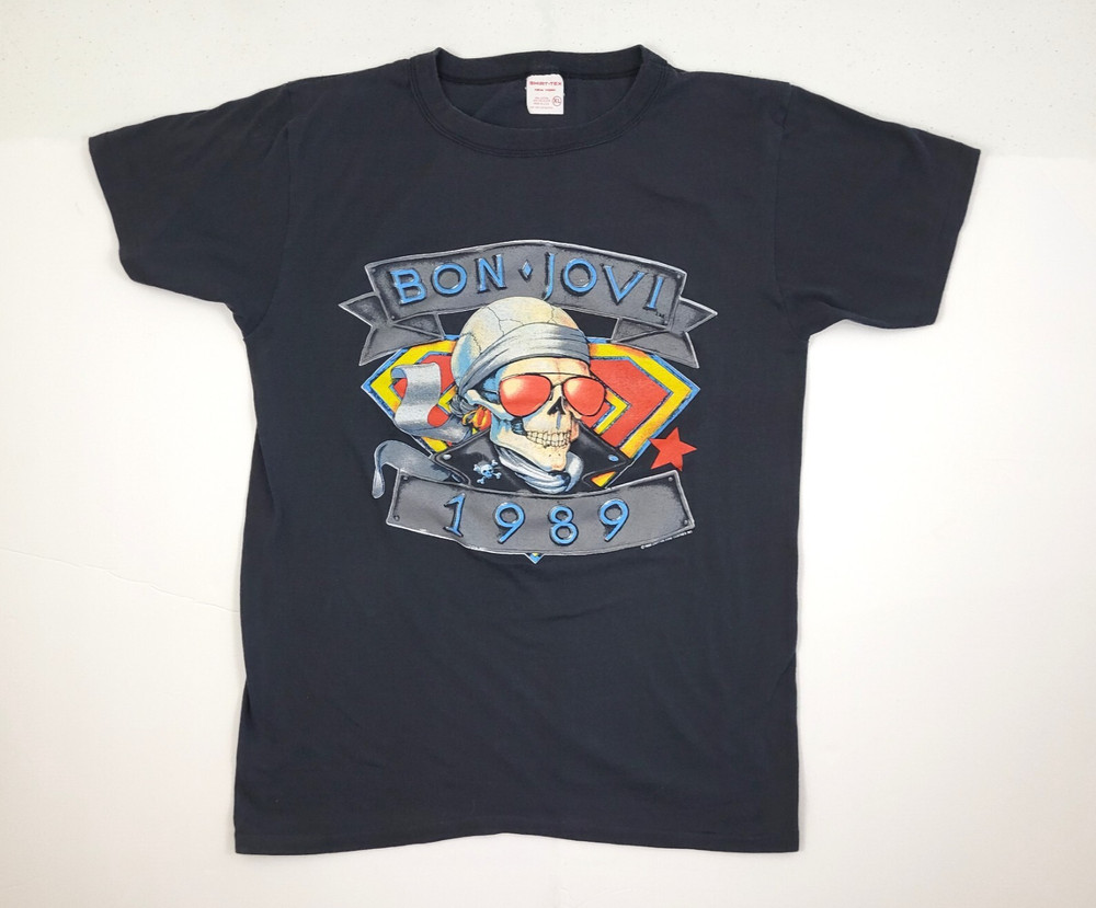 Vintage Bon Jovi T Shirt We’re Back Kickin’ Ass 1989 Tour Black XL Concert Metal