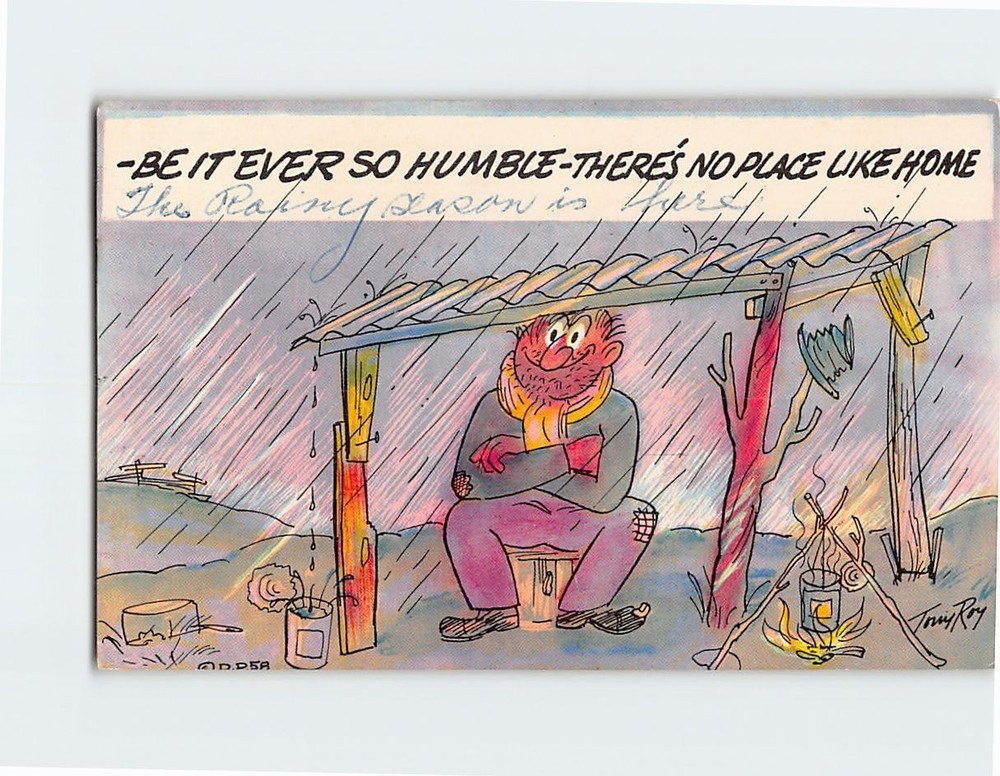Postcard Be It Ever So Humble Theres No Place Like Home with Comic Art Print