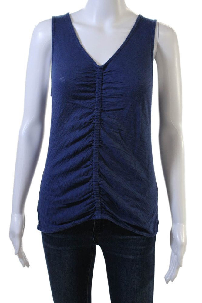 Goldie Womens Basic Jersey V Neck Sleeveless Tank Dark Blue Pima Cotton Size MFree Shipping in US $100+ Orders | $6.95 Orders Below